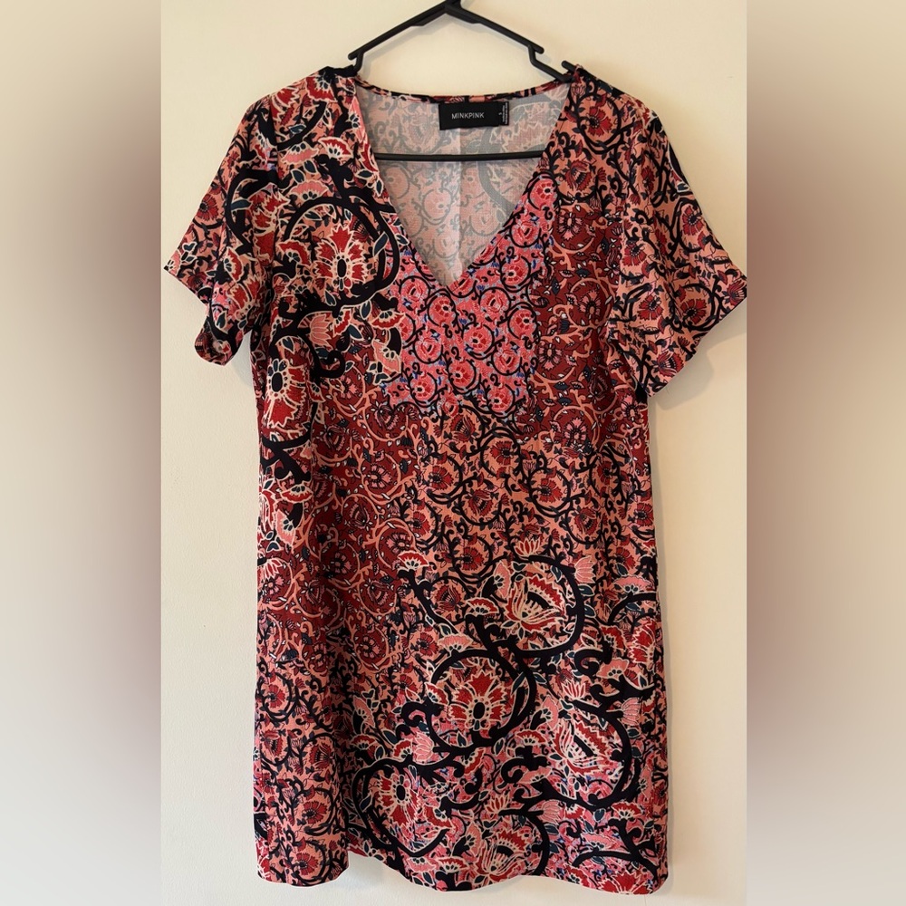 MINKPINK Pink and Black Patterned dress